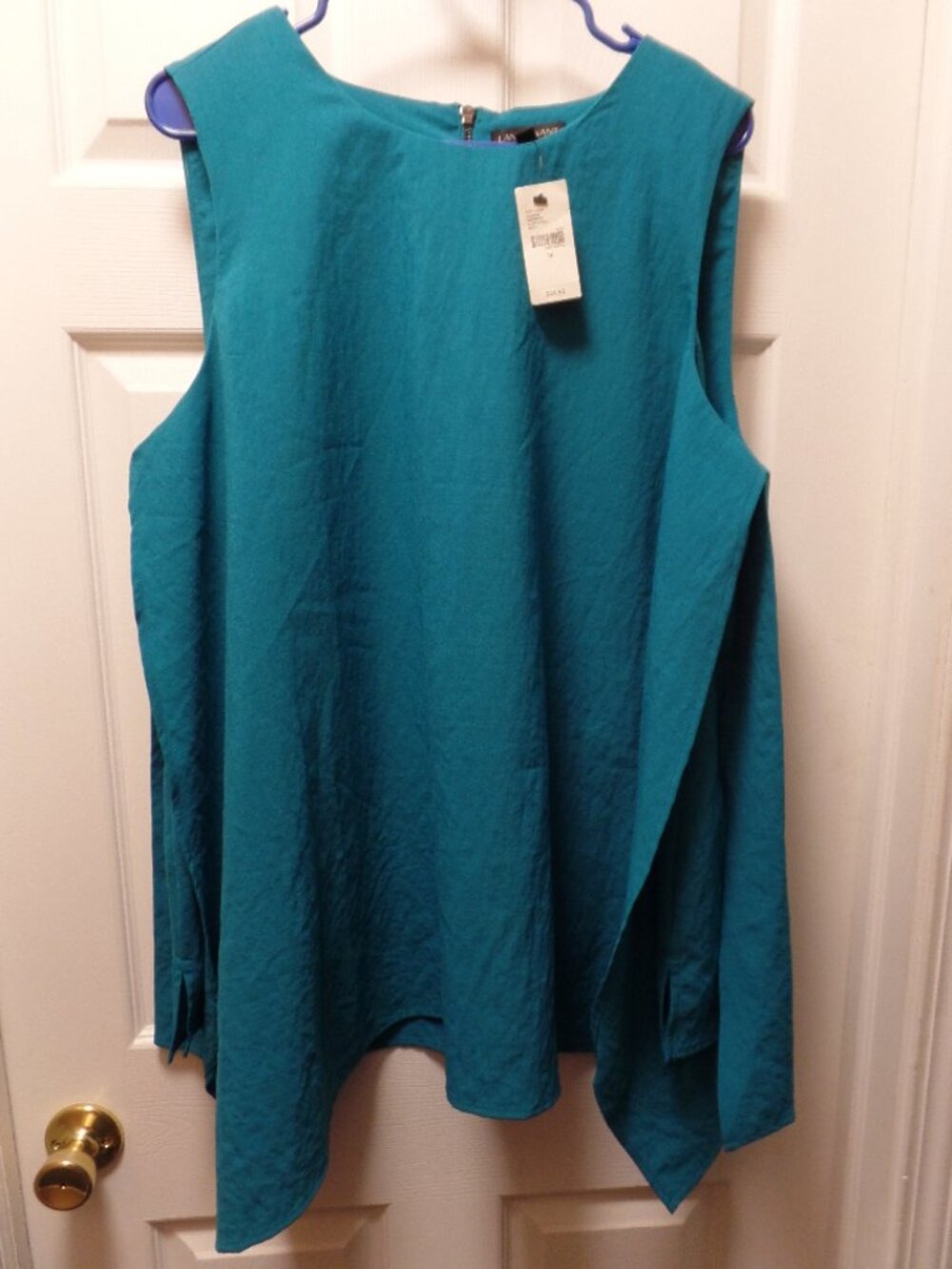 *NWT* Lane Bryant 18 18W Flowy Deep Lagoon Teal Solid Sleeveless Layered Blouse